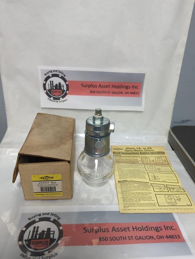 TRICO,30005,OPTOMATIC OILER GLASS 8 OZ 1/4 INCH OUTLETS NOS