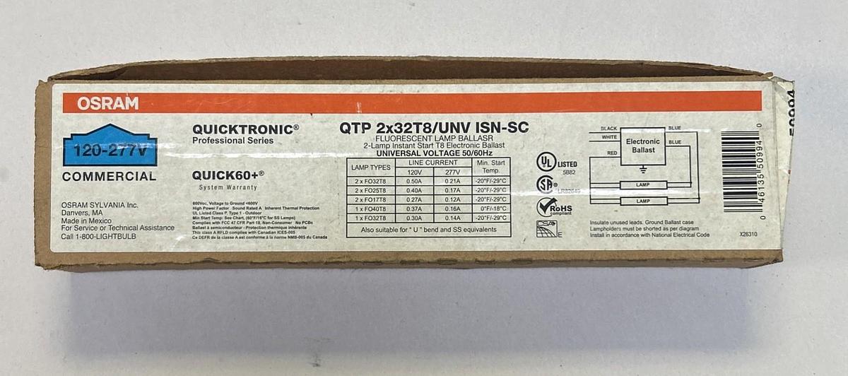 OSRAM,QTP2X32T8/UNV ISN-SC,FLUORESCENT LAMP BALLAST NOS