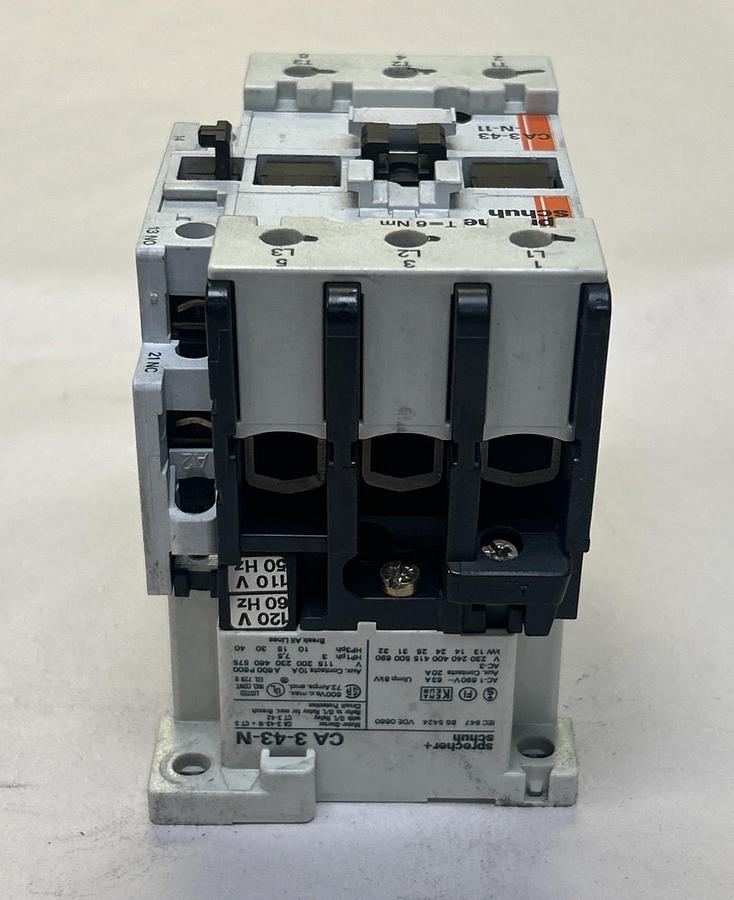Used SPRECHER + SCHUH,CA3-43-N-11,CONTACTOR 110/120V COIL