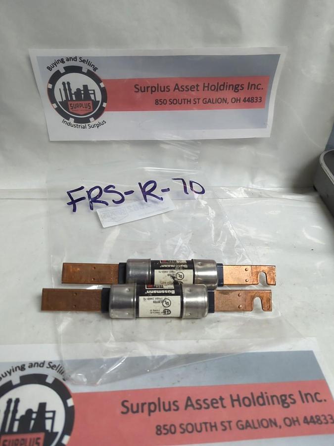Used COOPER BUSSMANN,FRS-R-70,FUSETRON 70 AMP FUSE LOT OF 2 PRE-OWNED