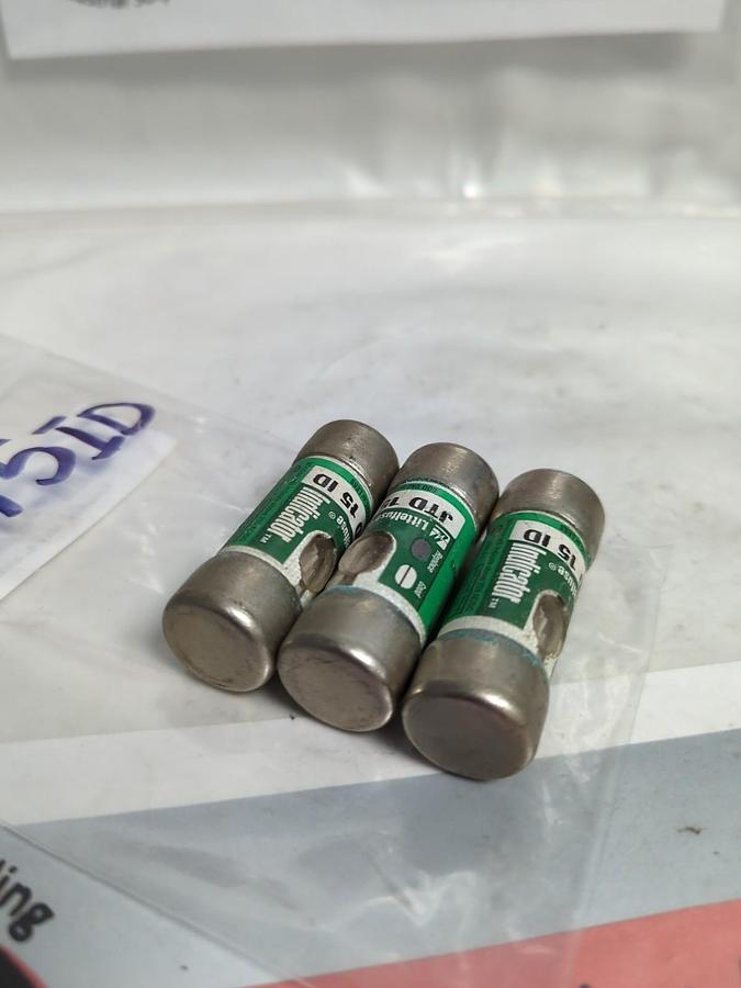 Used LITTELFUSE,JTD15ID,INDICATOR FUSE 15 AMP LOT OF 3 PRE-OWNED