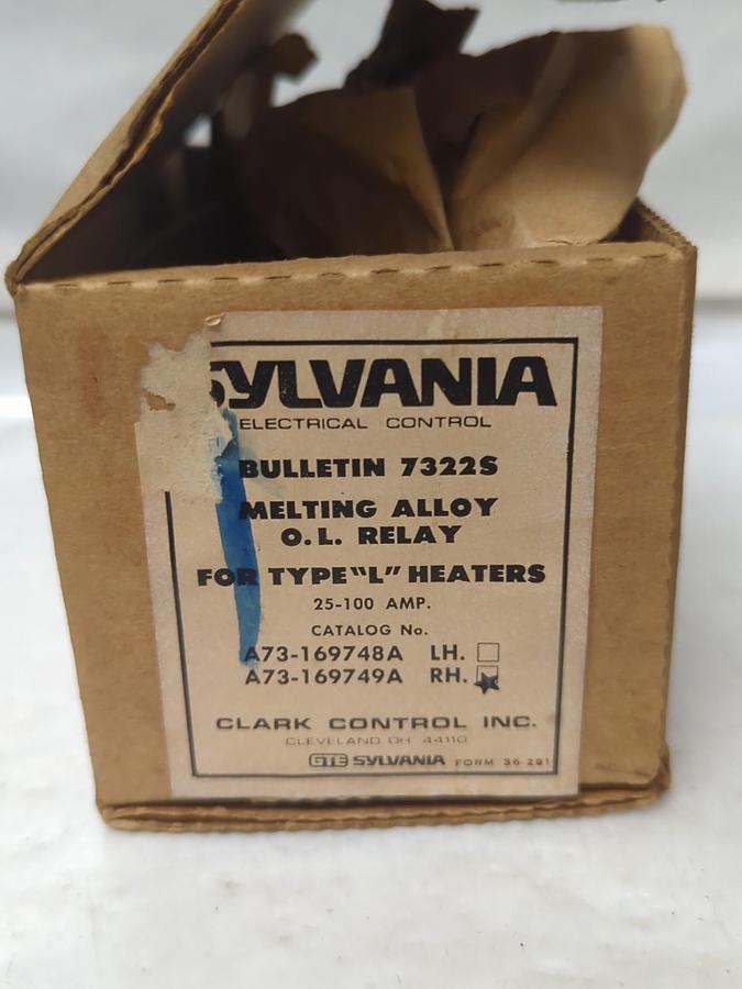 SYLVANIA,A73-6169749A RH,MELTING ALLOY OVERLOAD RELAY 25-100 AMP NOS