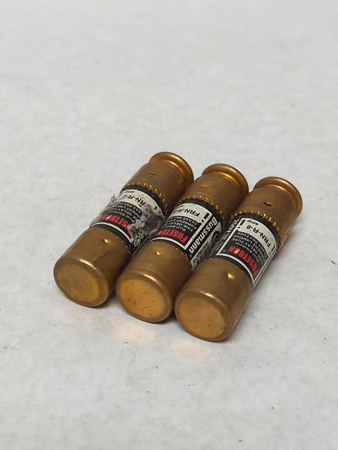 Used COOPER BUSSMANN,FRN-8,FUSETRON 8 AMP FUSE LOT OF 3 PRE-OWNED