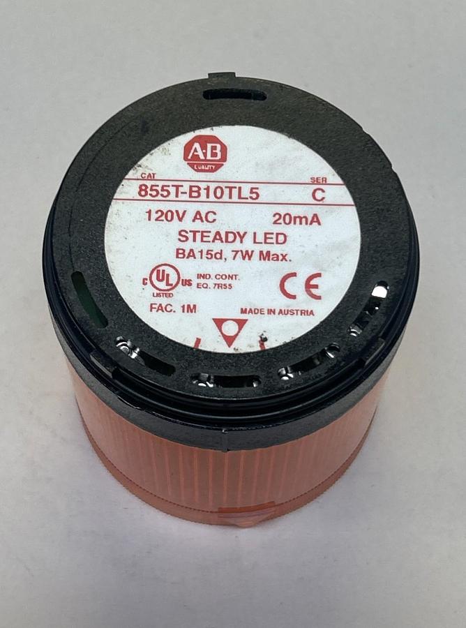 Used ALLEN BRADLEY,855T-B10TL5,AMBER STEADY LED STACK LIGHT