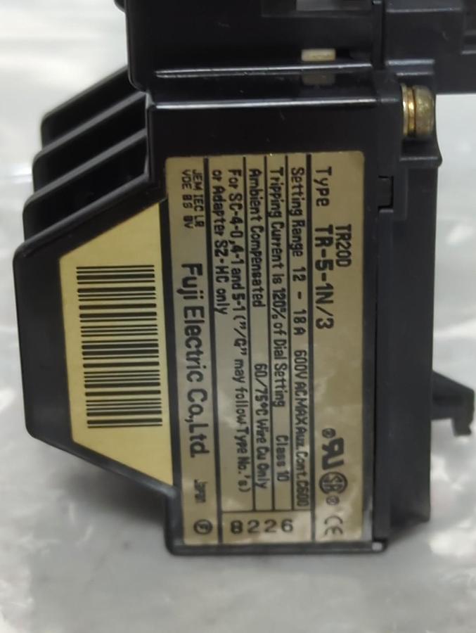 Used FUJI,TR-5-1N/3,THERMAL OVERLOAD RELAY LOT OF 2 PRE-OWNED
