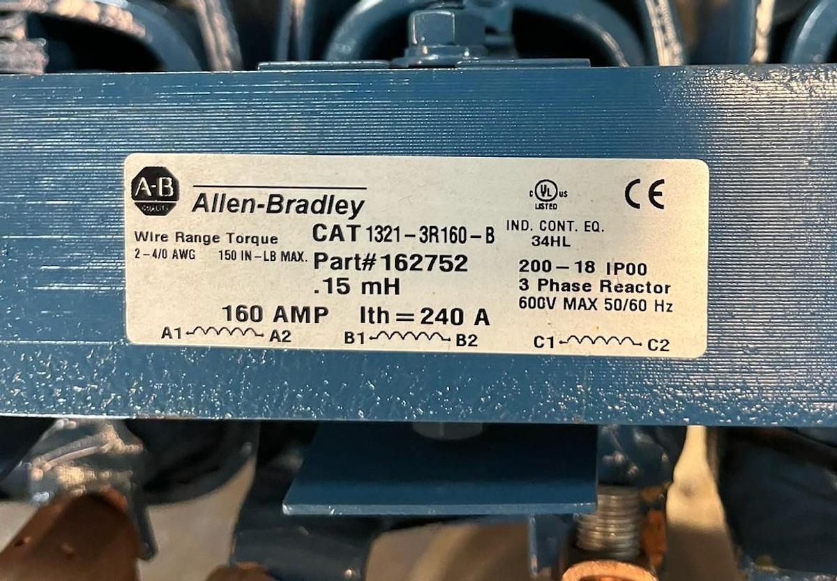 ALLEN BRADLEY,1321-3R160-B,LINE REACTOR 3PH 160AMP 162752