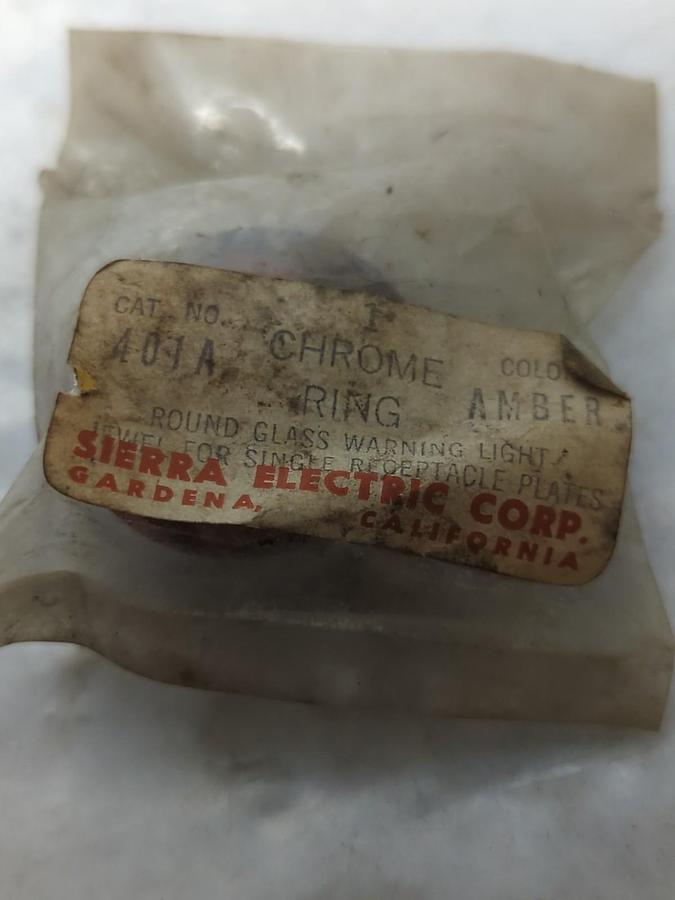 SIERRA ELECTRIC,A01A,AMBER LENS COVER WITH CHROME RING NOS