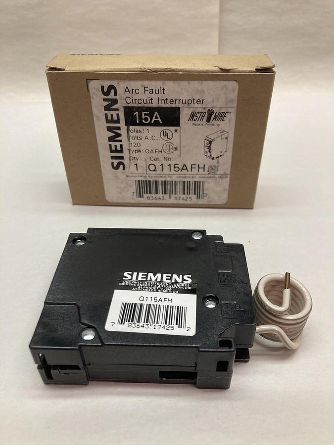 Siemens,Q115AFH,1-Pole Circuit Breaker 120Vac Type QAFH