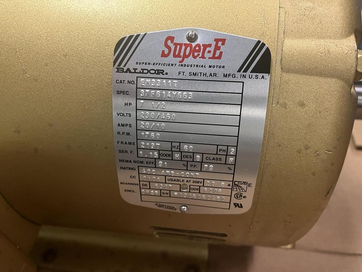 Used BALDOR,EM3311T,SUPER E MOTOR 7.5HP 1760RPM 3PH 213T OPSB