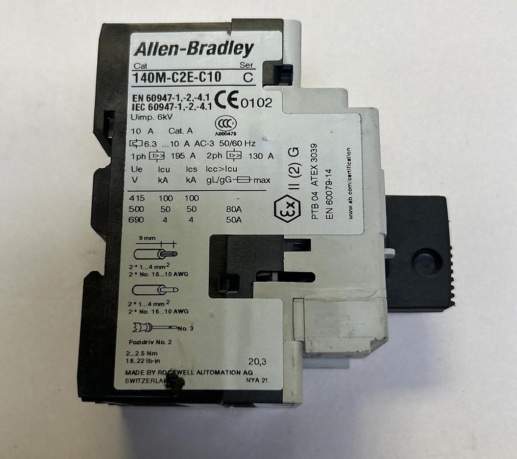 Used ALLEN BRADLEY,140M-C2E-C10,MOTOR PROTECTION CIRCUIT BREAKER