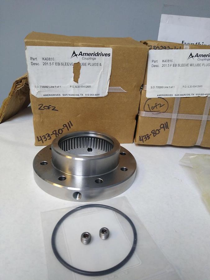 Used AMERIDRIVES,K410812 -201.5  K40816-201.5 EB,2 SLEEVES+2  HUBS AND HARDWARE KIT