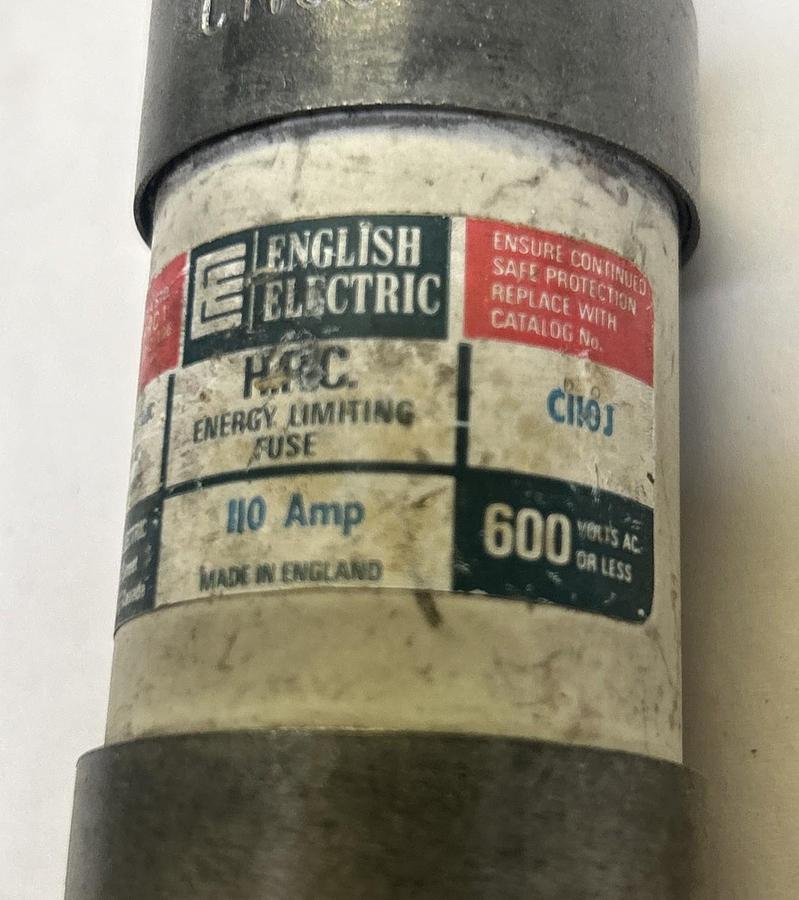 Used ENGLISH ELECTRIC,C110J,ENERGY LIMITING FUSE 110A 600V