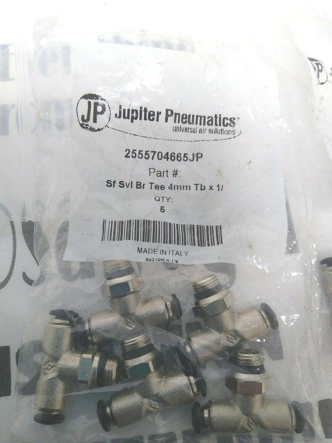 Used JUPITER PNEUMATICS,2555704665JP,4MM TUBEX1/8IN SWIVEL MALE BRANCH TEE LOT OF 10