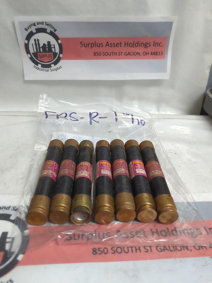 Used COOPER BUSSMANN,FRS-R-1-6/10,FUSETRON 1-6/10 AMP FUSE LOT OF 7 PRE-OWNED