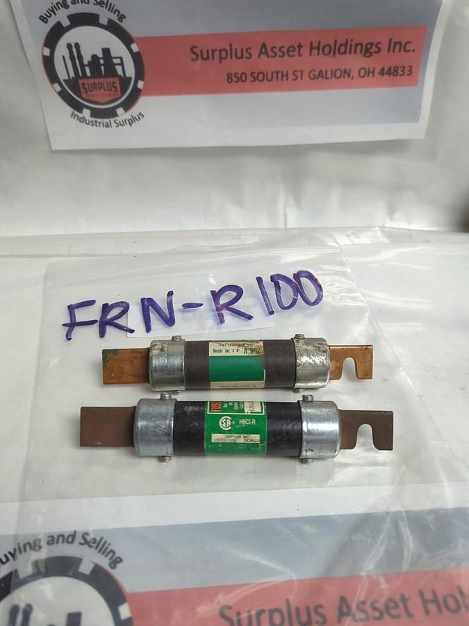 Used COOPER BUSSMANN,FRNR100,FUSETRON 100 AMP FUSE LOT OF 2 PRE-OWNED