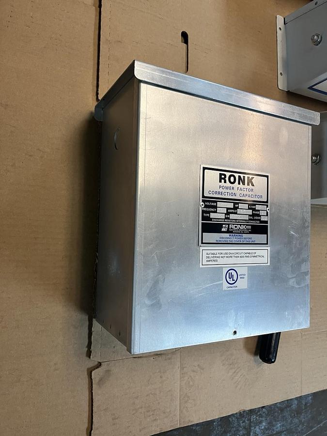 Used RONK RONKEN,477CC,POWER FACTOR CORRECTION CAPACITOR 7KVAR 3PH 480V
