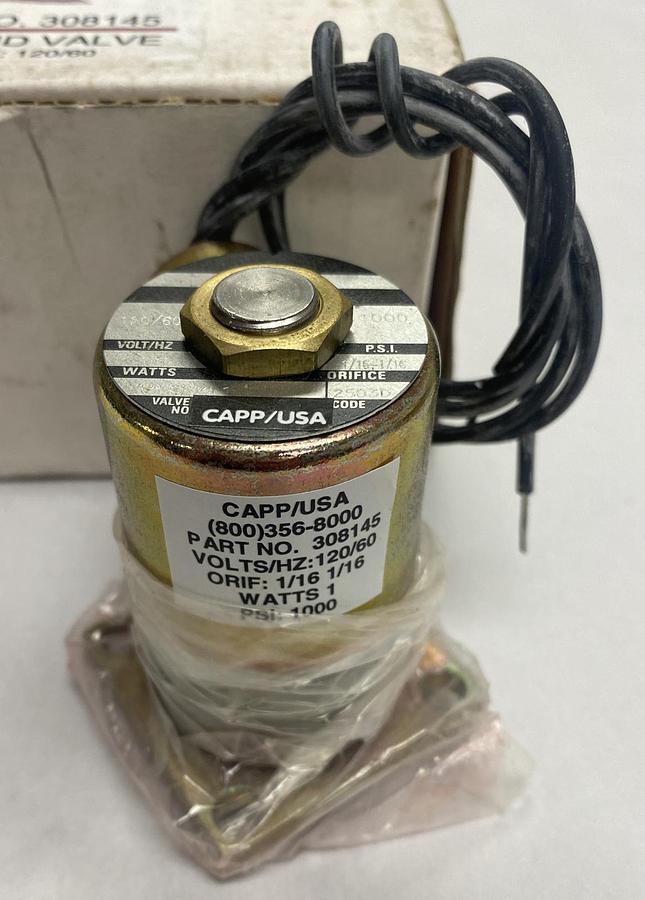 Capp USA,308145,Solenoid Valve 120/60V 1/16 Orifice 1000PSI NOS