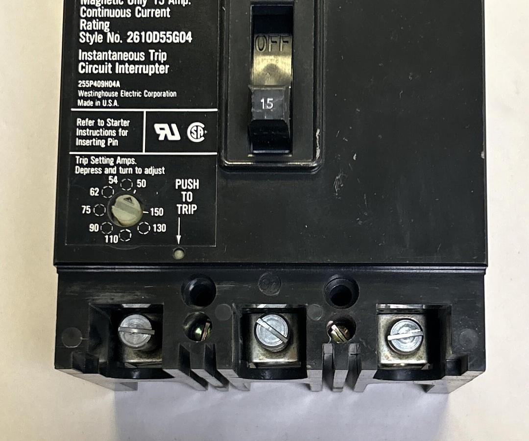 Used WESTINGHOUSE,MCP03150CR,CIRCUIT BREAKER 15A 600V 3P