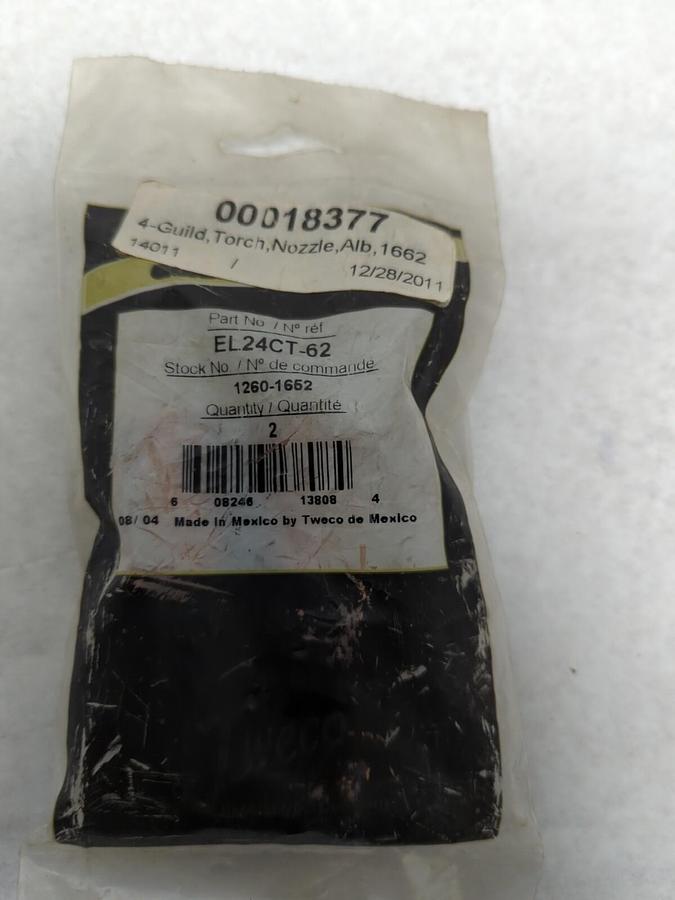 Used TWECO,EL24CT-62,WELDING/TORCH NOZZLE PACK OF 2 NEW