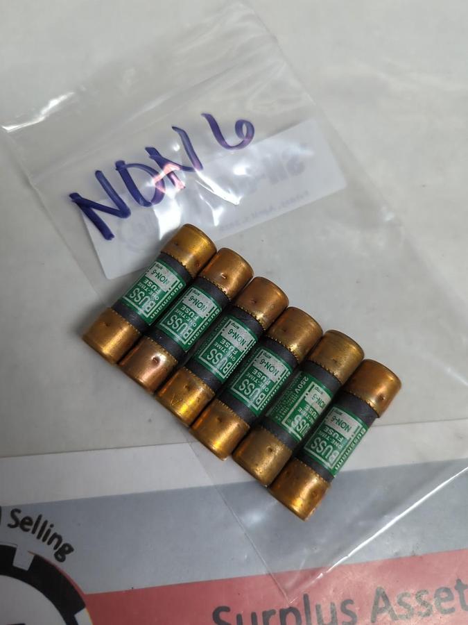 Used COOPER BUSSMANN,NON6,ONE TIME 6 AMP FUSE LOT OF 6 PRE-OWNED