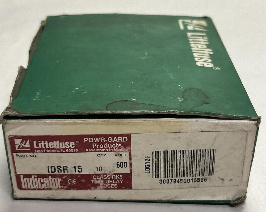 LITTELFUSE,IDSR-15,FUSE 15 AMP 600 VAC LOT OF 8 NOS