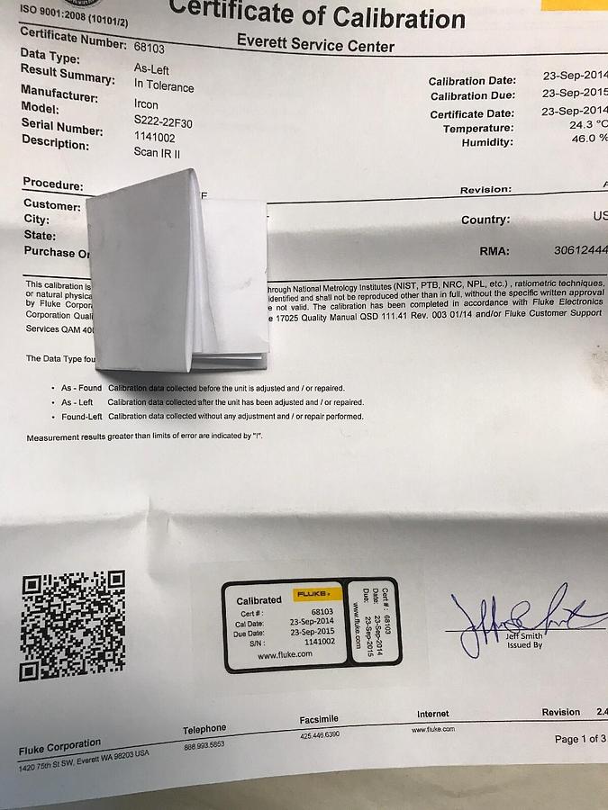 Used Ircon ScanIR-II,S222-22F30,Infrared Line Scanning Thermometer