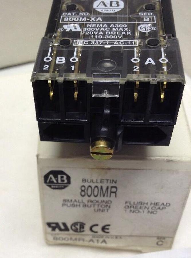 Allen-Bradley,800MR-A1A,Small Round Push Button Unit Flush Head Green Cap