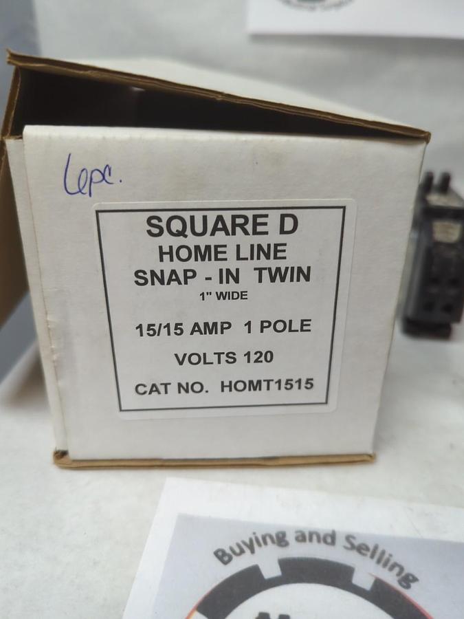 Used SQUARE D,HOMT1515,TANDEM CIRCUIT BREAKER 15/15 AMP 1-POLE LOT OF 6 PRE-OWNED
