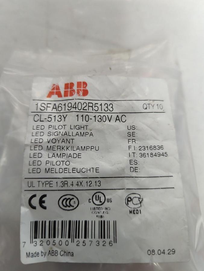 ABB.CL-513Y,PILOT LIGHT 110-130V AC NOS