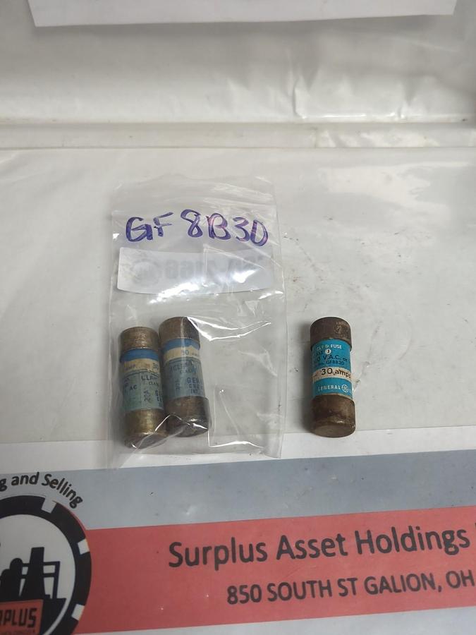 Used GENERAL ELECTRIC,GF8B30,CLF FUSE 30 AMP LOT OF 3 PRE-OWNED