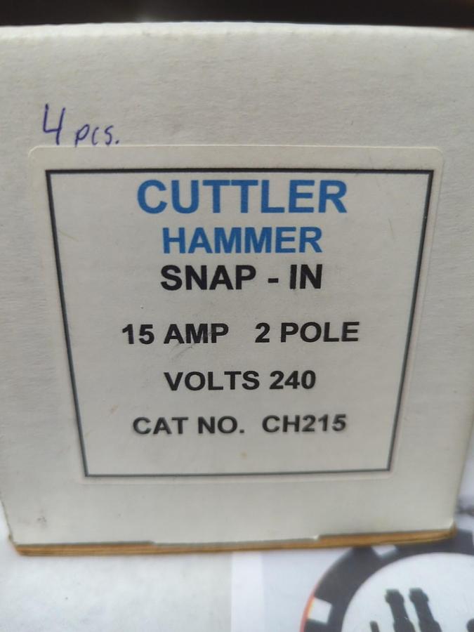CUTLER-HAMMER,CH215,CIRCUIT BREAKER 15 AMP 2-POLE LOT OF 4 NOS