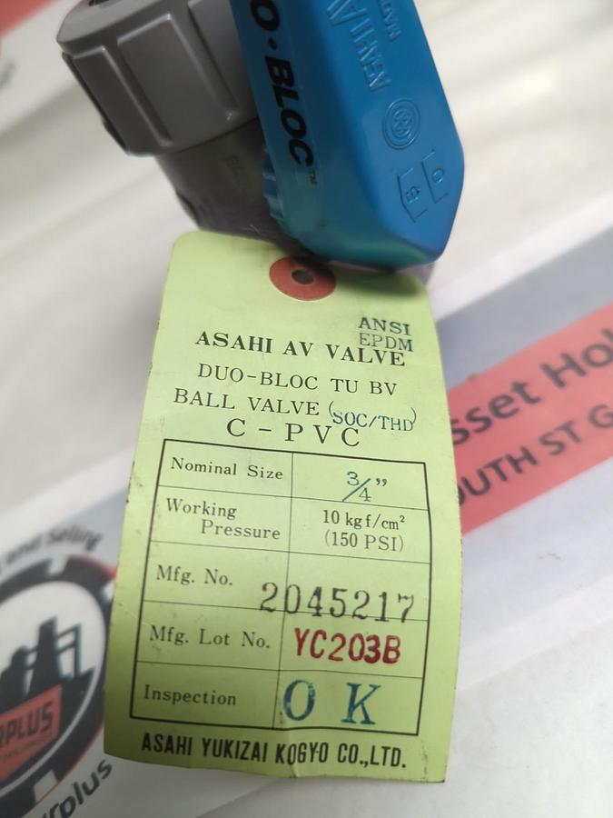 ASAHIA VALVES,2045217,DUO-BLOC TU BV BALL VALVE 3/4 INCH NOS