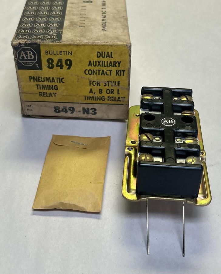 ALLEN BRADLEY,849-N3,PNEUMATIC TIMING RELAY DUAL AUXILIARY CONTACT NOS