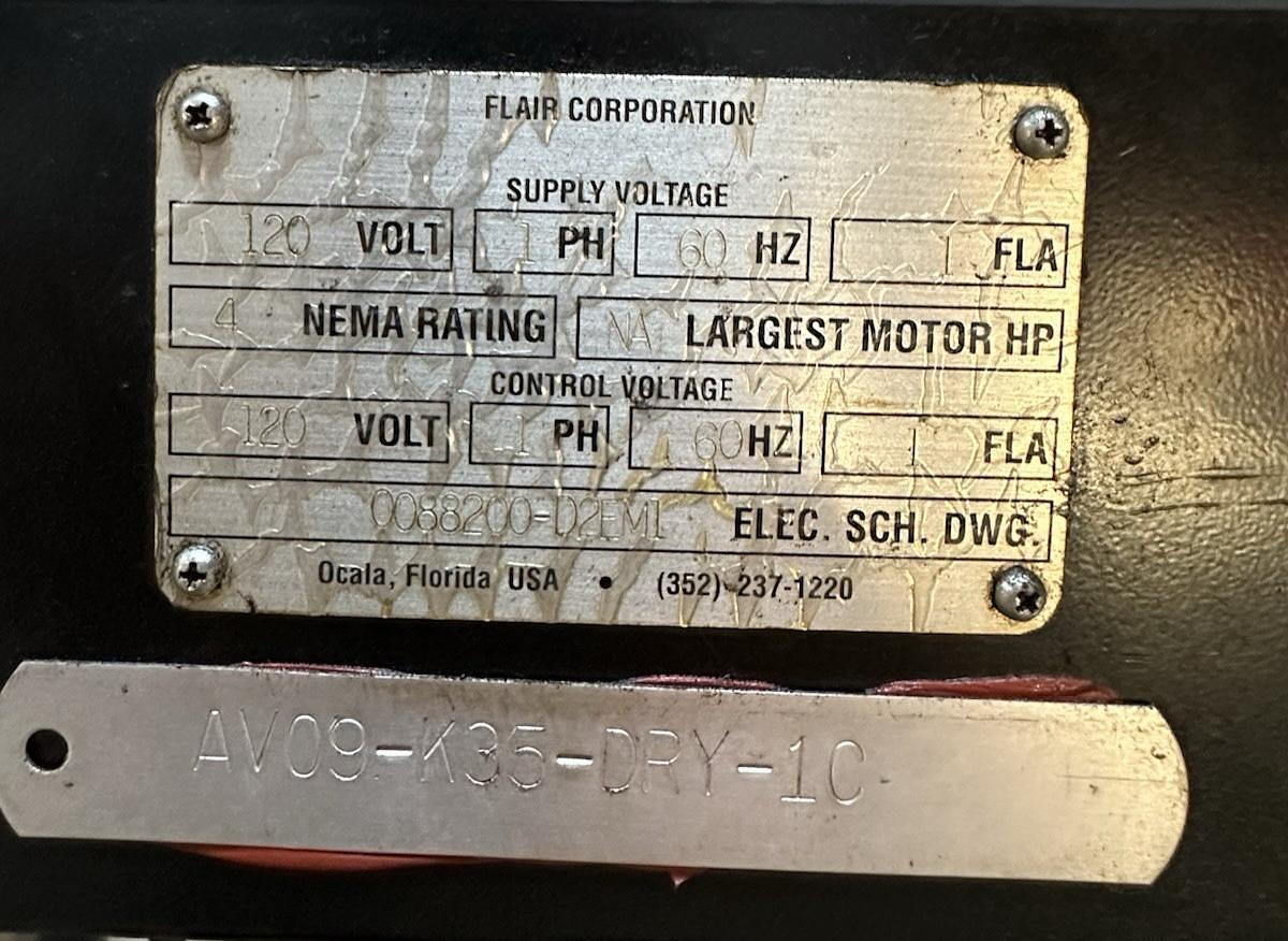 Used Pneumatics Products,760DHA-EM1-F11-H,100 PSI Desiccant Air Dryer 120V 1PH