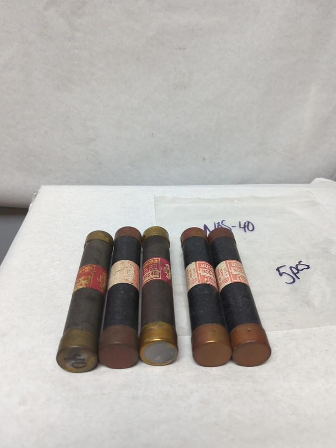 Used COOPER BUSSMANN,NOS-40,ONE-TIME 40 AMP FUSE LOT OF 5 PRE-OWNED