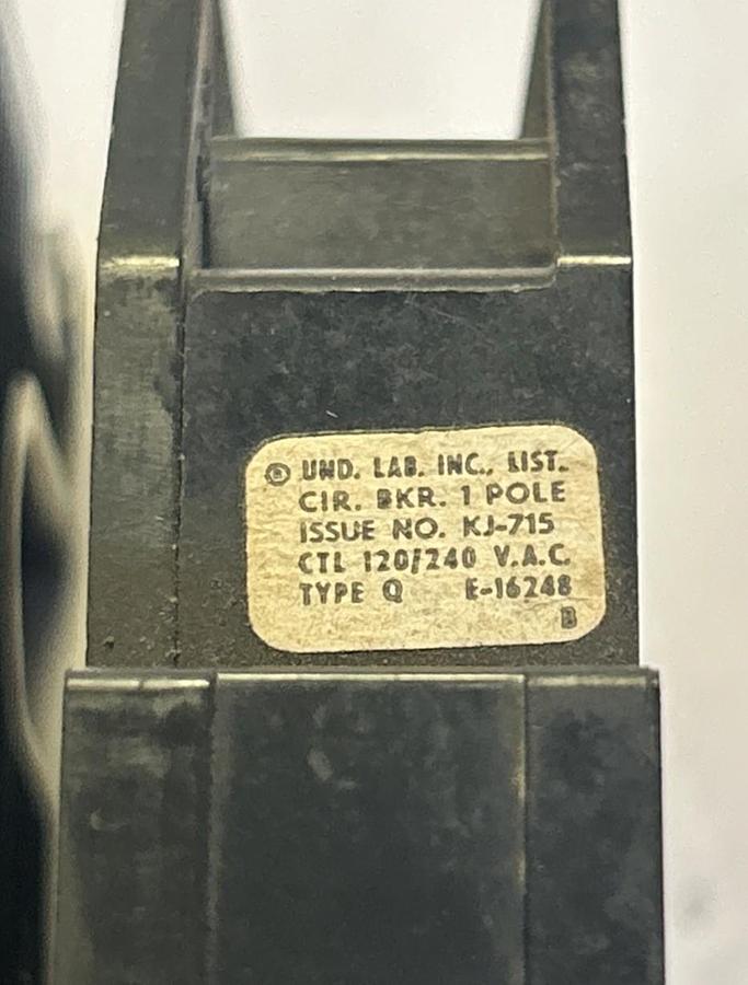 Used ZINSCO,Q115,CIRCUIT BREAKER 15A 120/240V 1P LOT OF 7