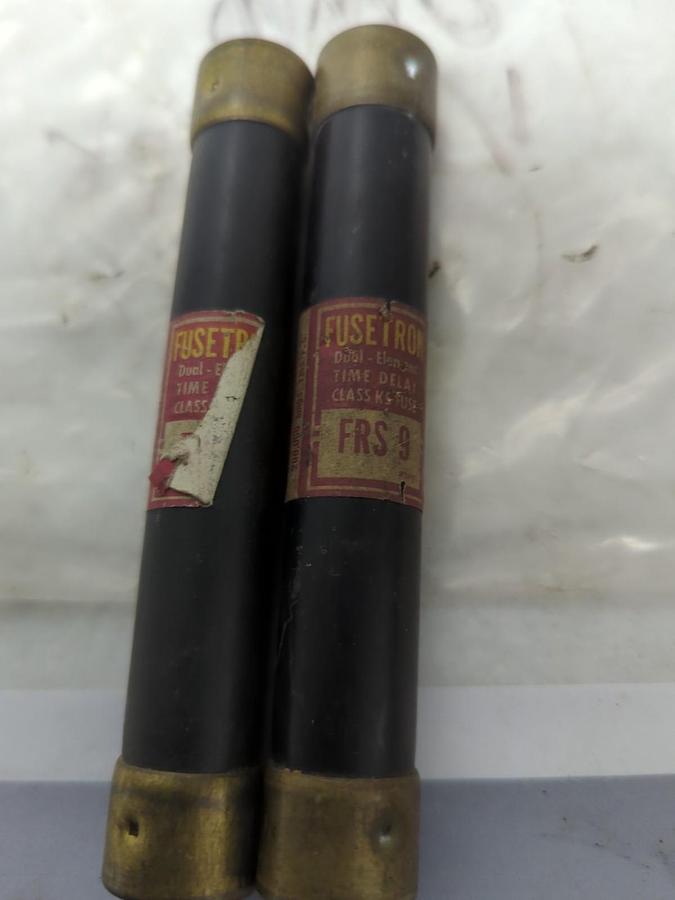 Used COOPER BUSSMANN,FRS-9,FUSETRON 9 AMP FUSE LOT OF 2 PRE-OWNED