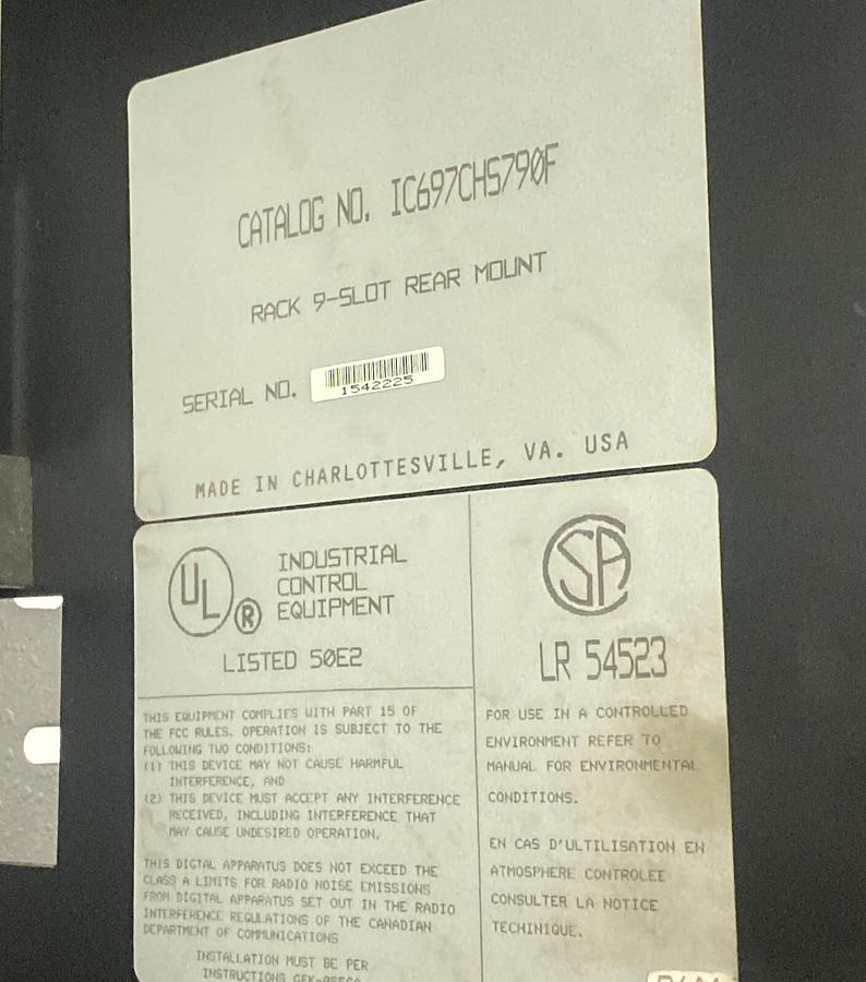 Used GE FANUC,IC697CHS790,9 SLOT PLC RACK