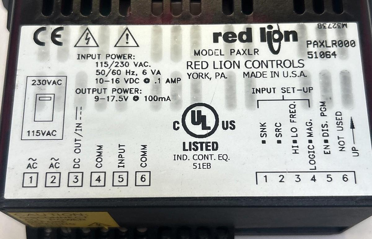 Used RED LION,PAXLR000,DIGITAL PANEL METER 115/120V