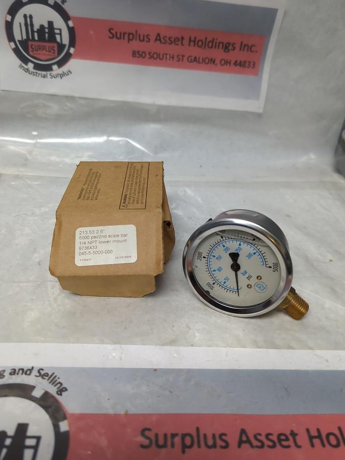 RITTER,9736433,GAUGE 2-1/2 IN FACE 1/4 IN NPT BOTTOM CONNECTION 5000PSI NOS