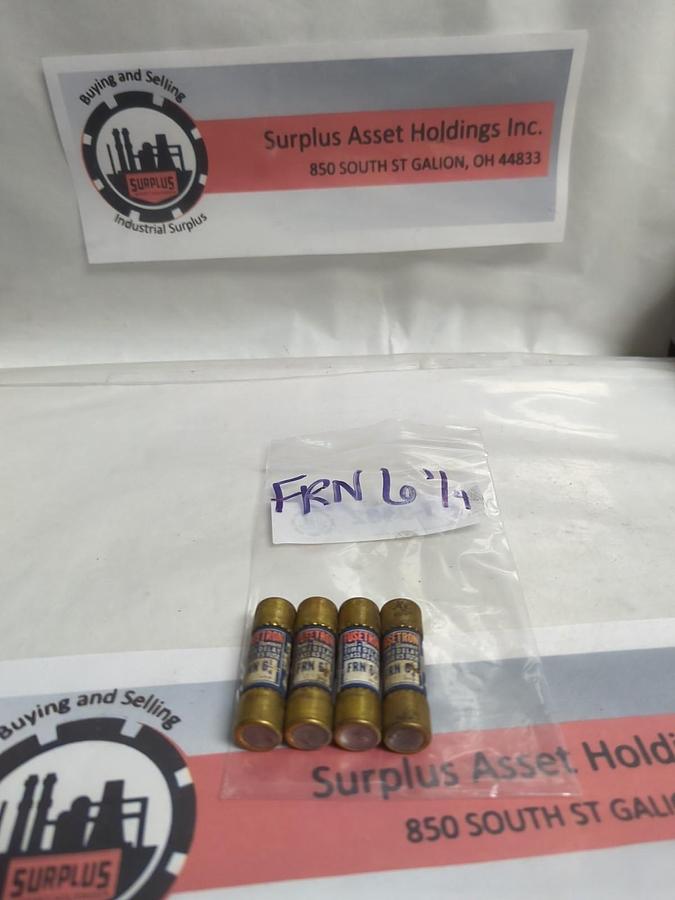 Used COOPER BUSSMANN,FRN-6-1/4,FUSETRON 6-1/4 AMP FUSE LOT OF 4 PRE-OWNED