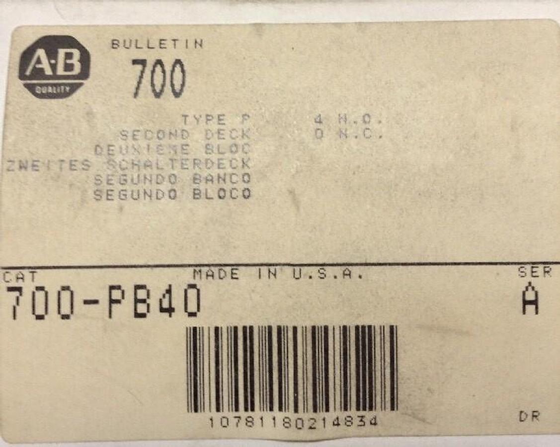 Allen-Bradley,700-PB40,Series A Type P Second Deck