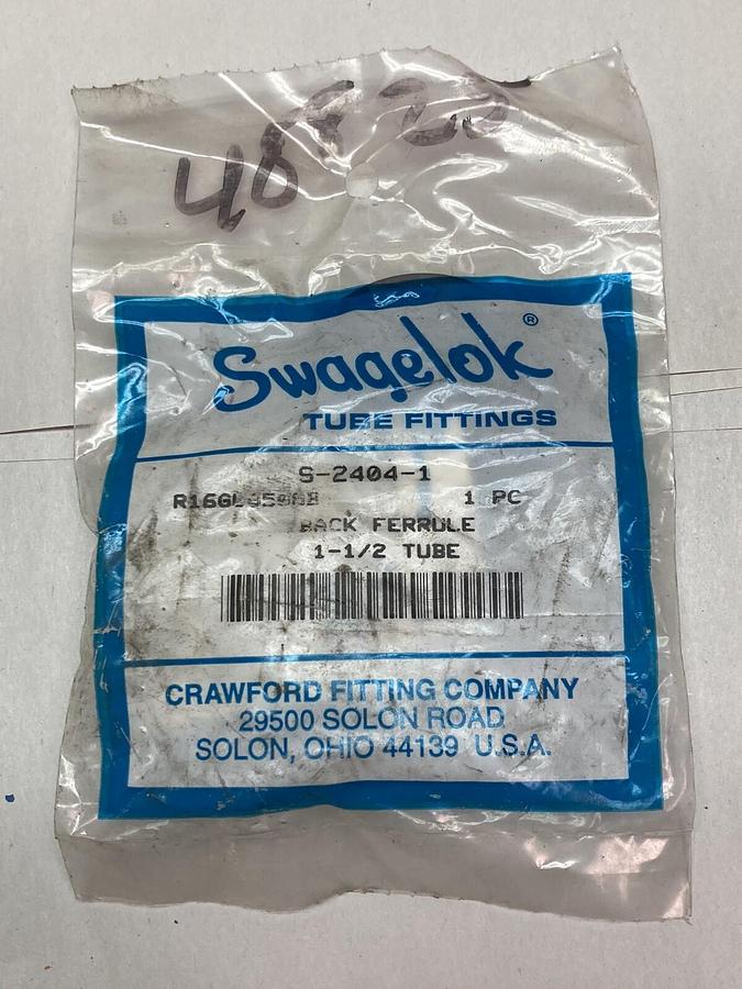 Used Swagelok,S-2404-1,Back Ferrule 1-1/2 Tube