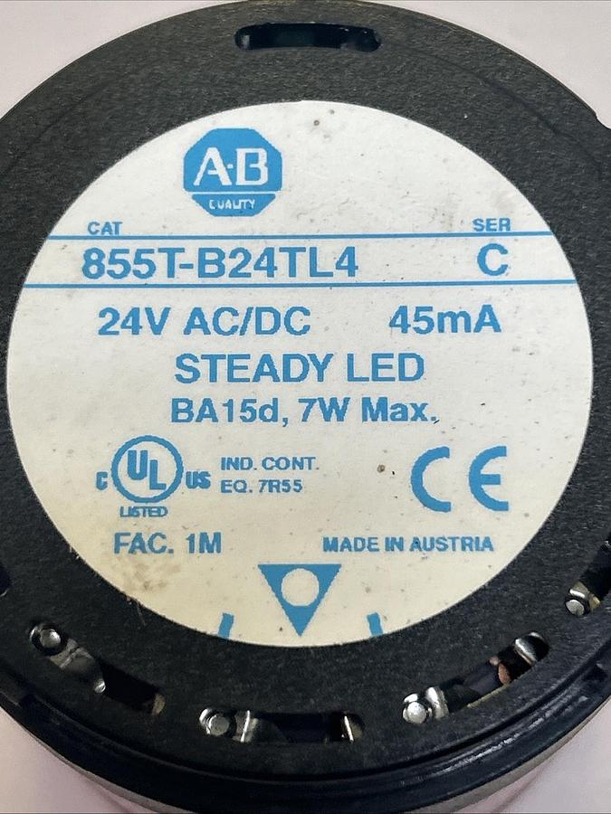 Used ALLEN BRADLEY,855T-B24TL4,RED STEADY LED STACK LIGHT