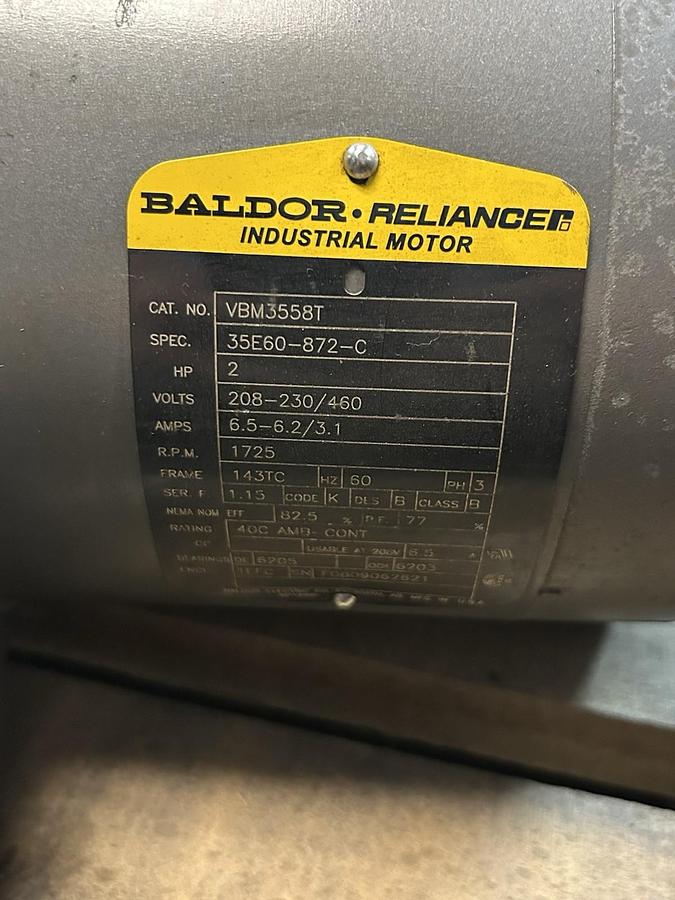 Used BALDOR,VBM3558T,BRAKE MOTOR 208-230/460V 1725RPM 3PH 143TC FRAME