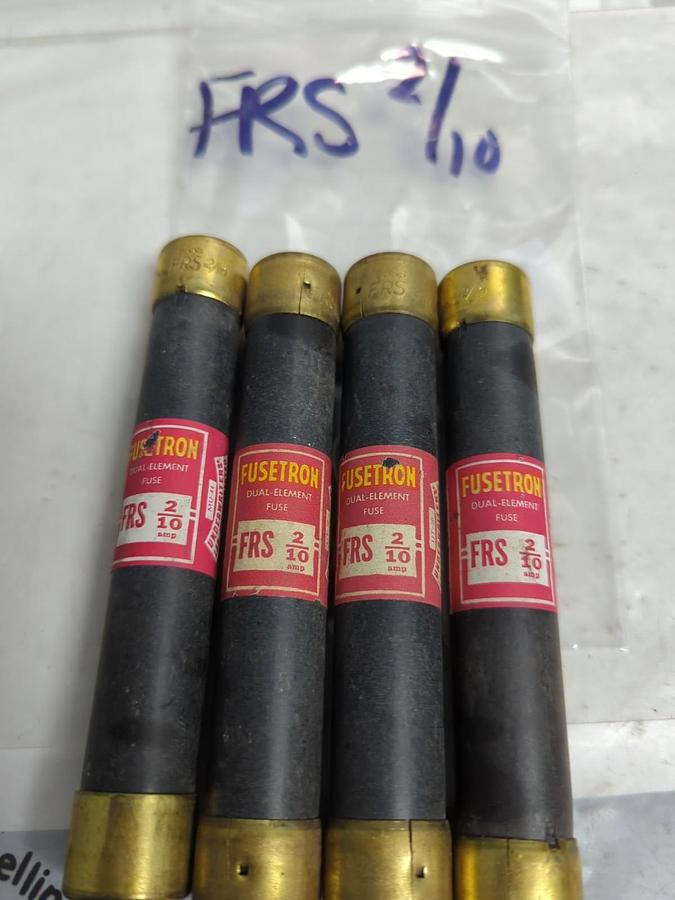 Used COOPER BUSSMANN,FRS 2/10,FUSETRON 2/10 AMP FUSE LOT OF 4 PRE-OWNED