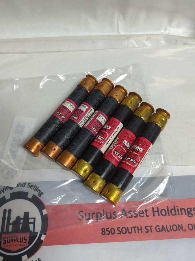 Used COOPER BUSSMANN,LPS-RK-5-6/10,LOW-PEAK 5-6/10 AMP FUSE LOT OF 6 PRE-OWNED