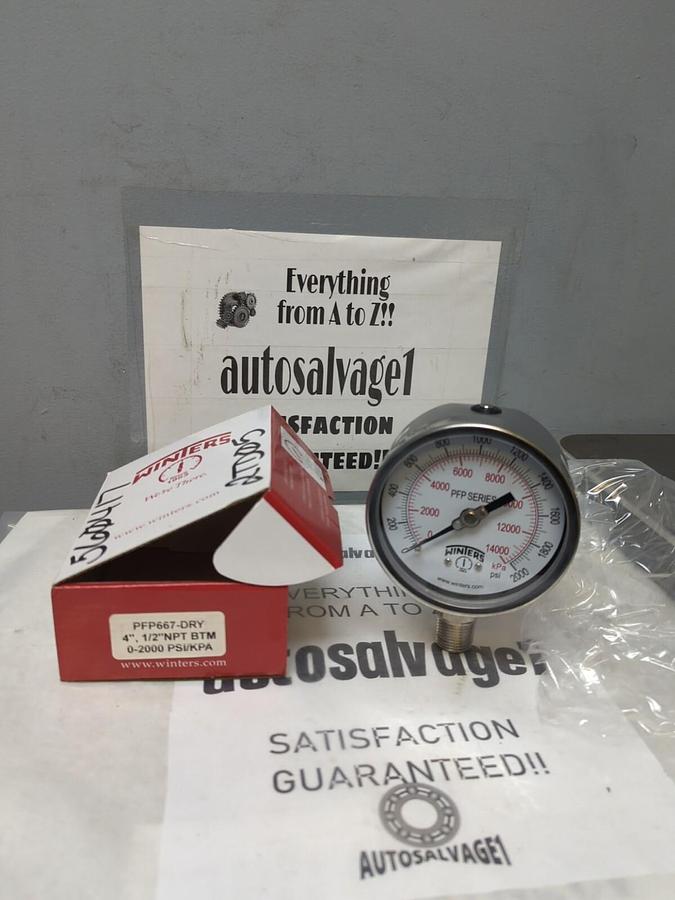 WINTERS,PFP667-DRY,4 IN GAUGE 1/2 IN NPT 0-2000 PSI/KPA NOS