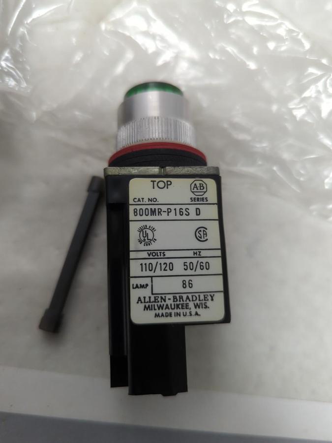 ALLEN-BRADLEY,800MR-P16GS,SMALL PILOT LIGHT 120V 50/60HZ GREEN NOS