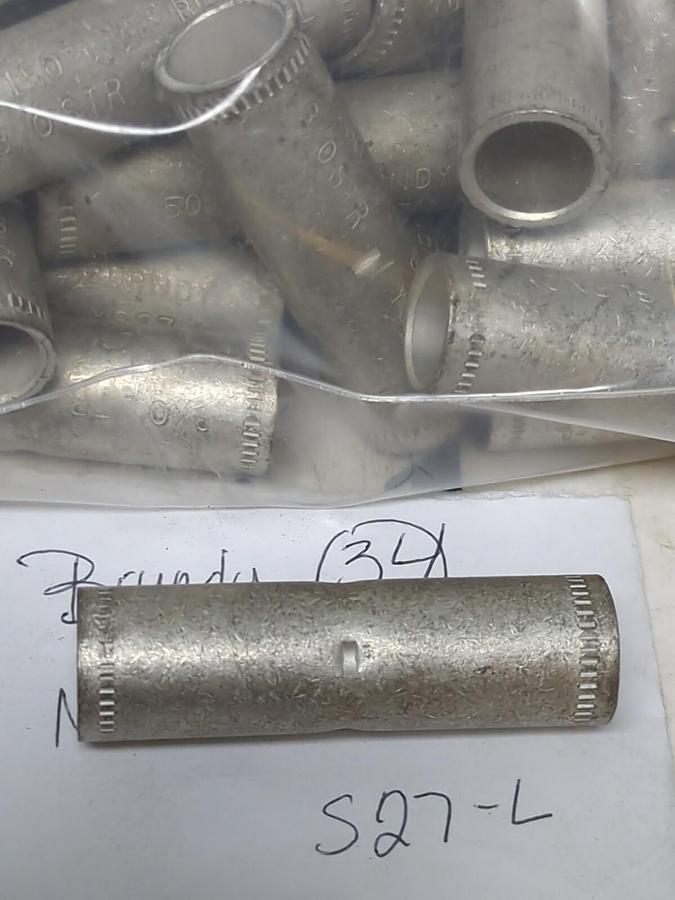 BURNDY,N150 3/0 STR S-27-L,COMPRESSION LINE SPLICE LOT OF 34 NOS